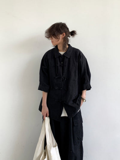 MV Retro Loose Buttoned Linen Shirt