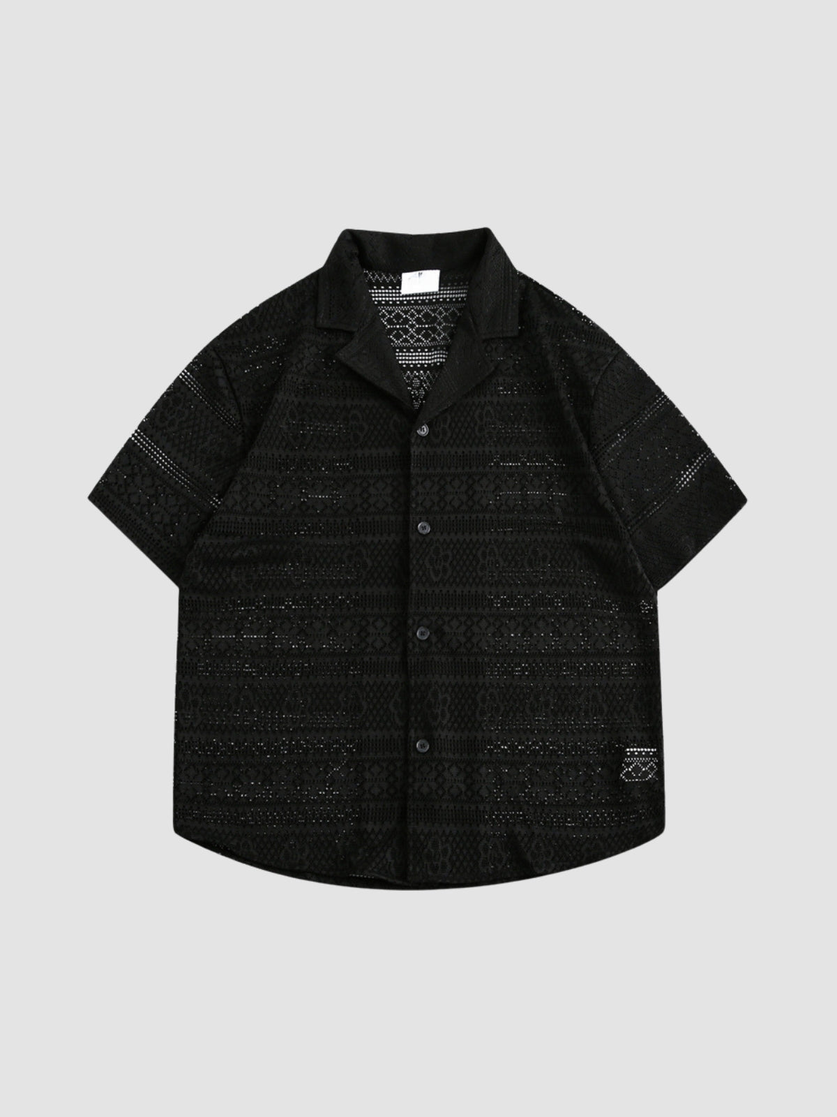MV Retro Hollow Cuban Collar Loose Shirt