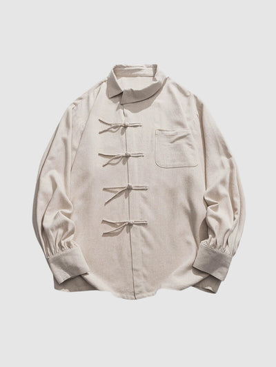 MV Retro Linen Slant Collar Jacket
