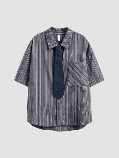 MV Retro Striped Loose Shirt (With Tie)