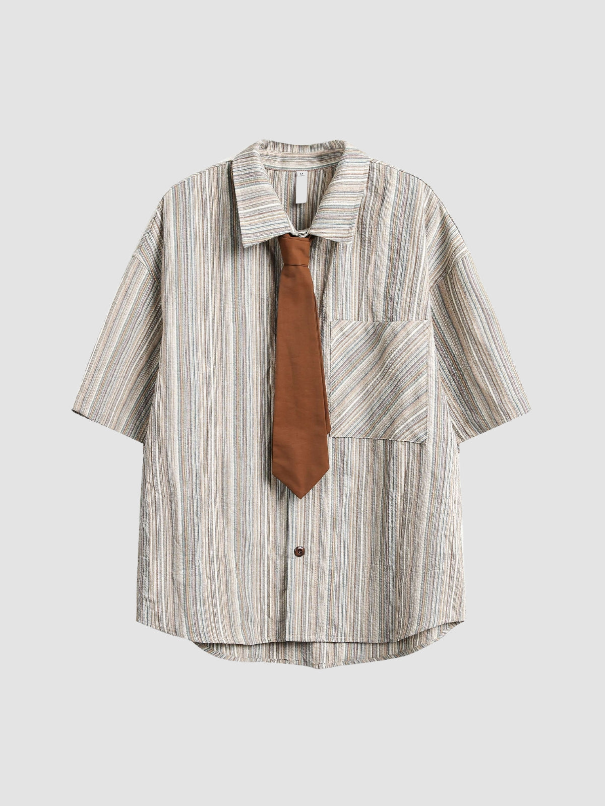 MV Retro Striped Loose Shirt (With Tie)