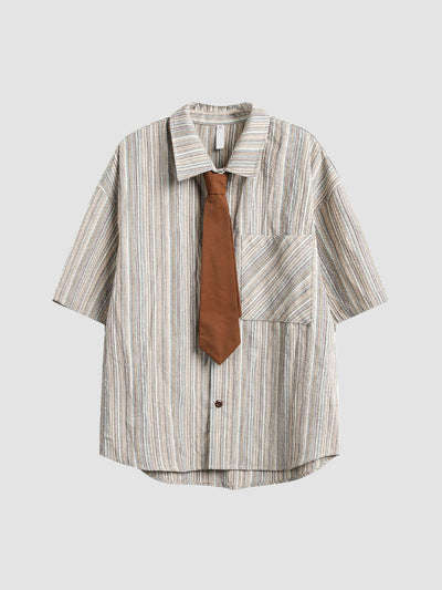 MV Retro Striped Loose Shirt (With Tie)