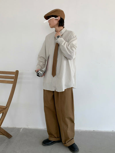 MV Retro Striped Long Sleeve Loose Shirt