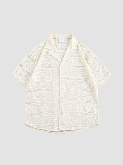 MV Retro Hollow Cuban Collar Loose Shirt