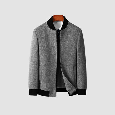 MV Stand Collar Zipper Woolen Jacket
