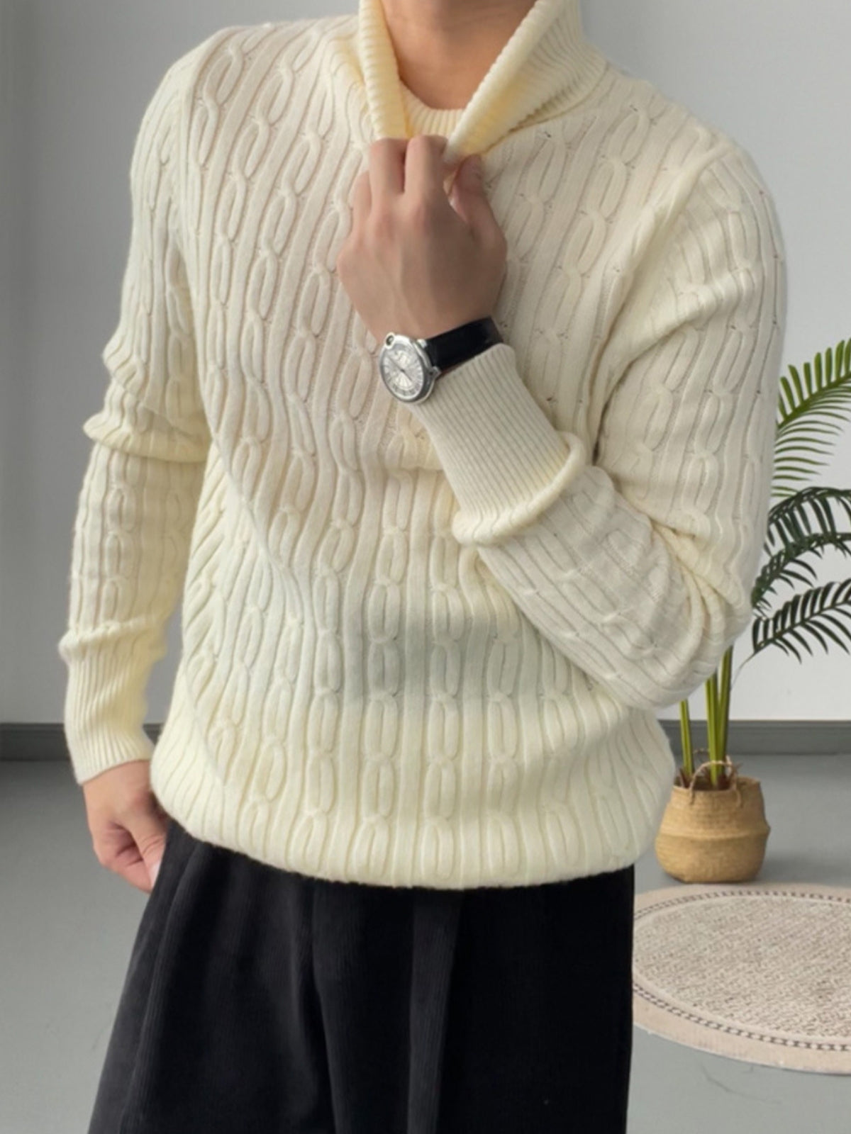MV High Collar Casual Wool Sweater