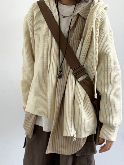 MV Retro Hooded Versatile Knitted Cardigan Jacket