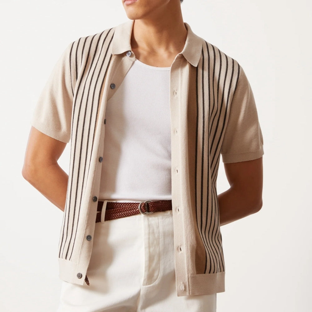 MV Striped Button Knit Polo Shirt
