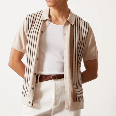MV Striped Button Knit Polo Shirt