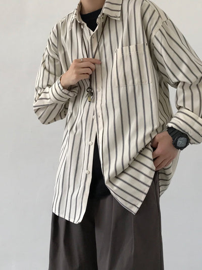 MV Long Sleeve Striped Casual Vintage Shirt