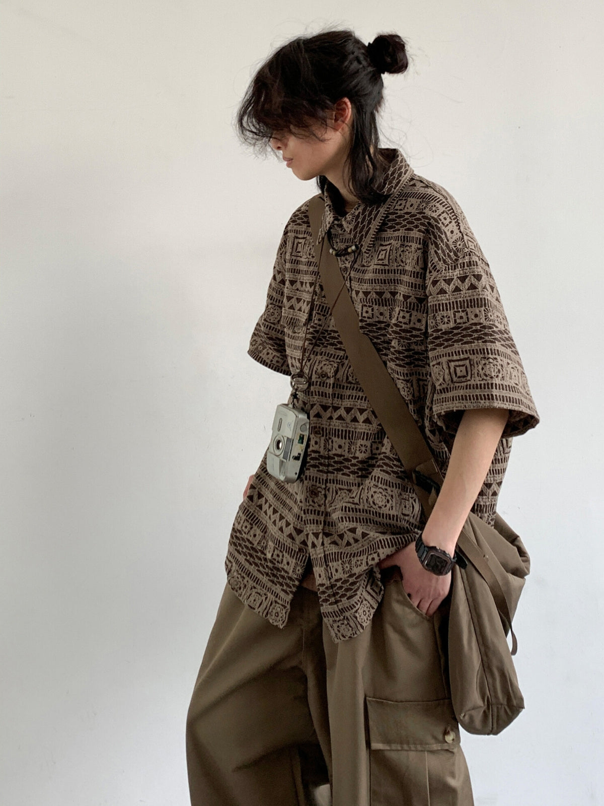 MV Retro Ami Khaki Ethnic Shirt