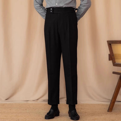 MV Adjustable Buckle High Waist Straight Suit Pants