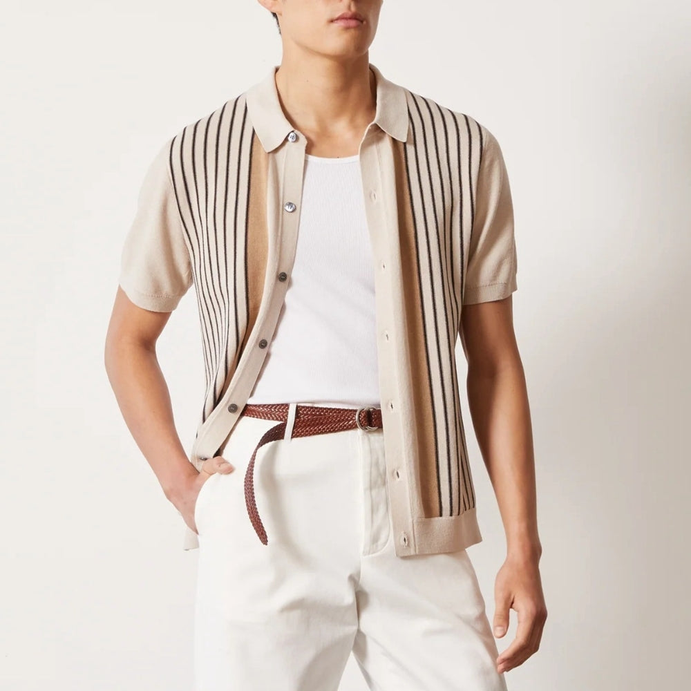 MV Striped Button Knit Polo Shirt