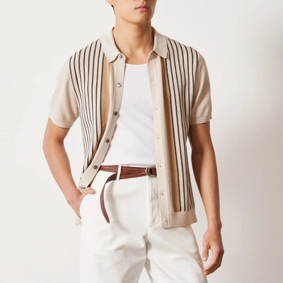 MV Striped Button Knit Polo Shirt