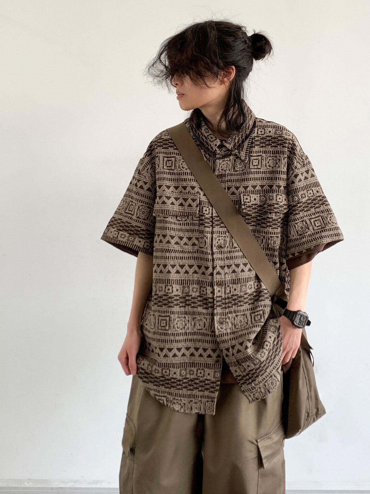 MV Retro Ami Khaki Ethnic Shirt
