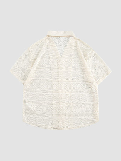 MV Retro Hollow Cuban Collar Loose Shirt