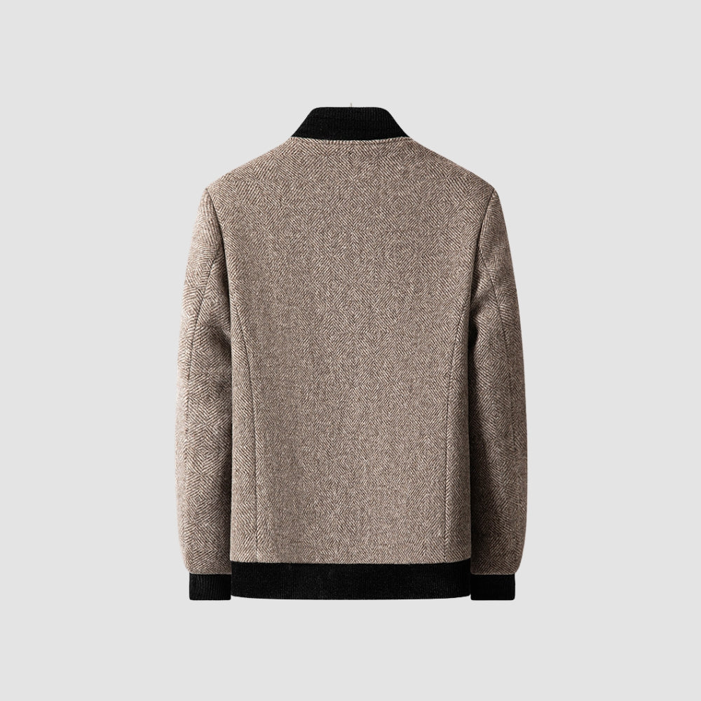 MV Stand Collar Zipper Woolen Jacket