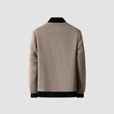 MV Stand Collar Zipper Woolen Jacket