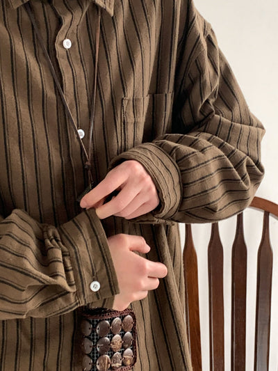 MV Vintage Brown Striped Long Sleeve Shirt