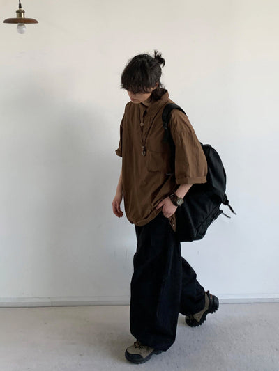 MV Retro Two-Button Versatile Loose Shirt
