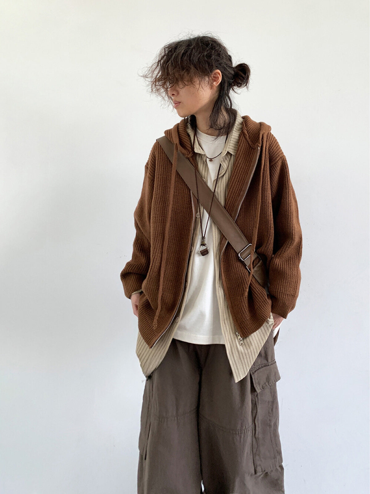MV Retro Hooded Versatile Knitted Cardigan Jacket
