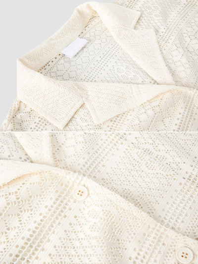 MV Retro Hollow Cuban Collar Loose Shirt
