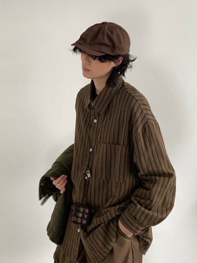 MV Vintage Brown Striped Long Sleeve Shirt