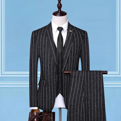 MV Slim Fit Style Striped Three-Piece Suit