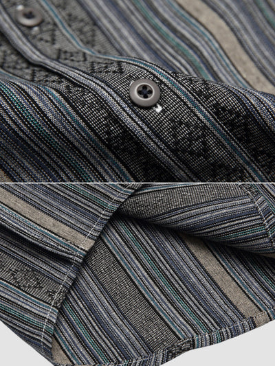 MV Retro Striped Loose Chinese Style Shirt