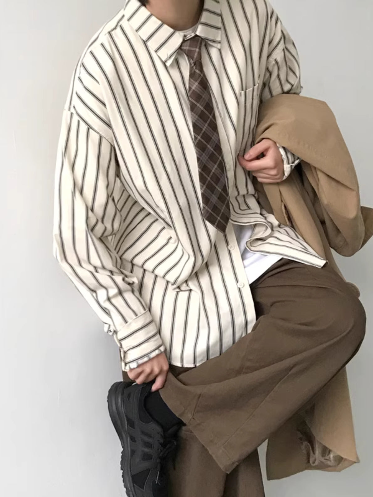 MV Long Sleeve Striped Casual Vintage Shirt