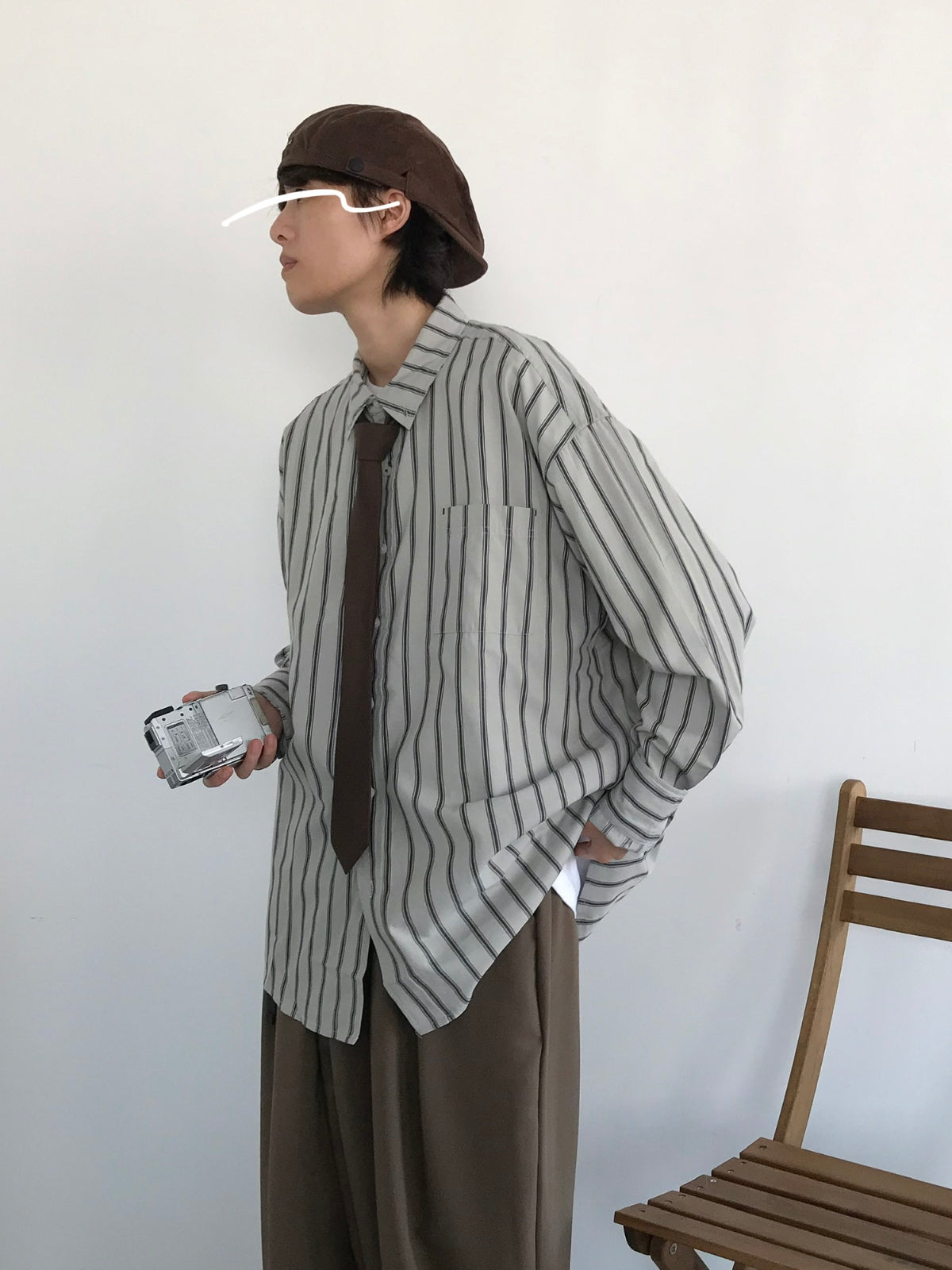 MV Long Sleeve Striped Casual Vintage Shirt