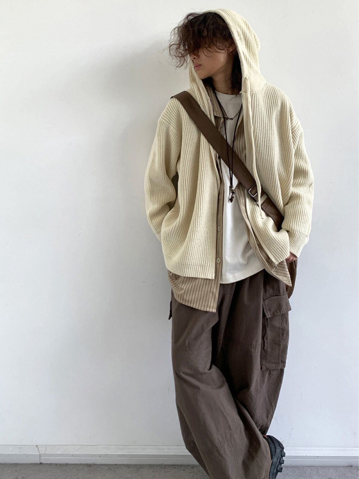 MV Retro Hooded Versatile Knitted Cardigan Jacket