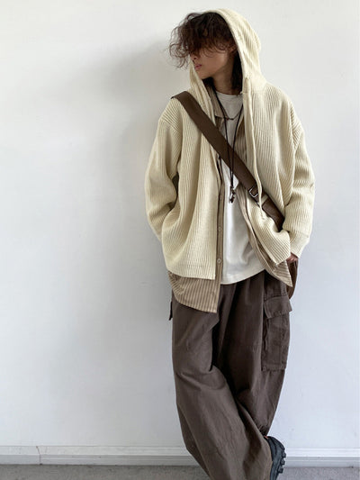 MV Retro Hooded Versatile Knitted Cardigan Jacket