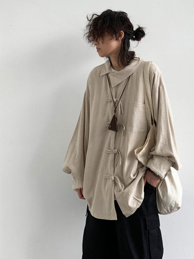 MV Retro Linen Slant Collar Jacket