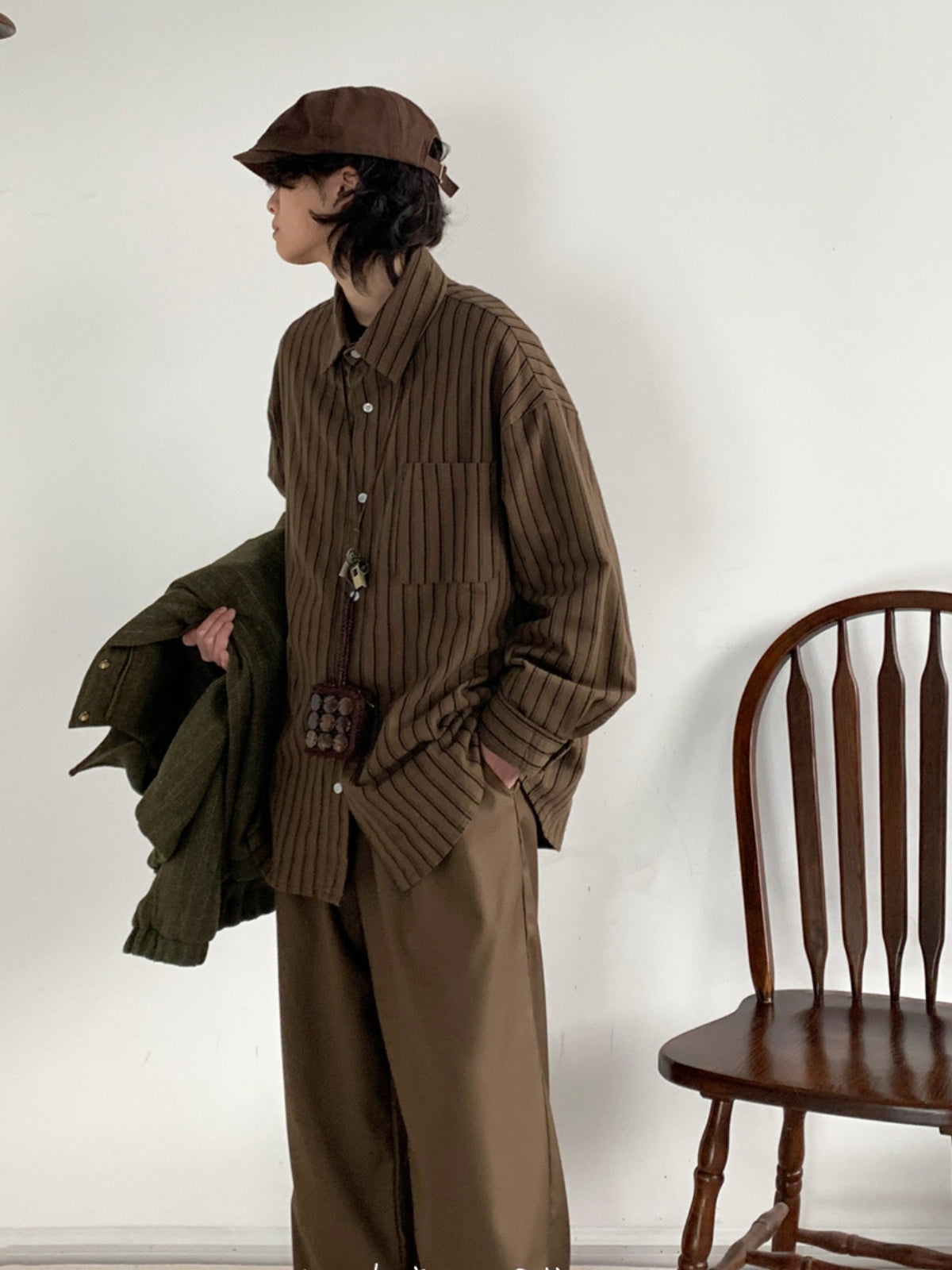 MV Vintage Brown Striped Long Sleeve Shirt