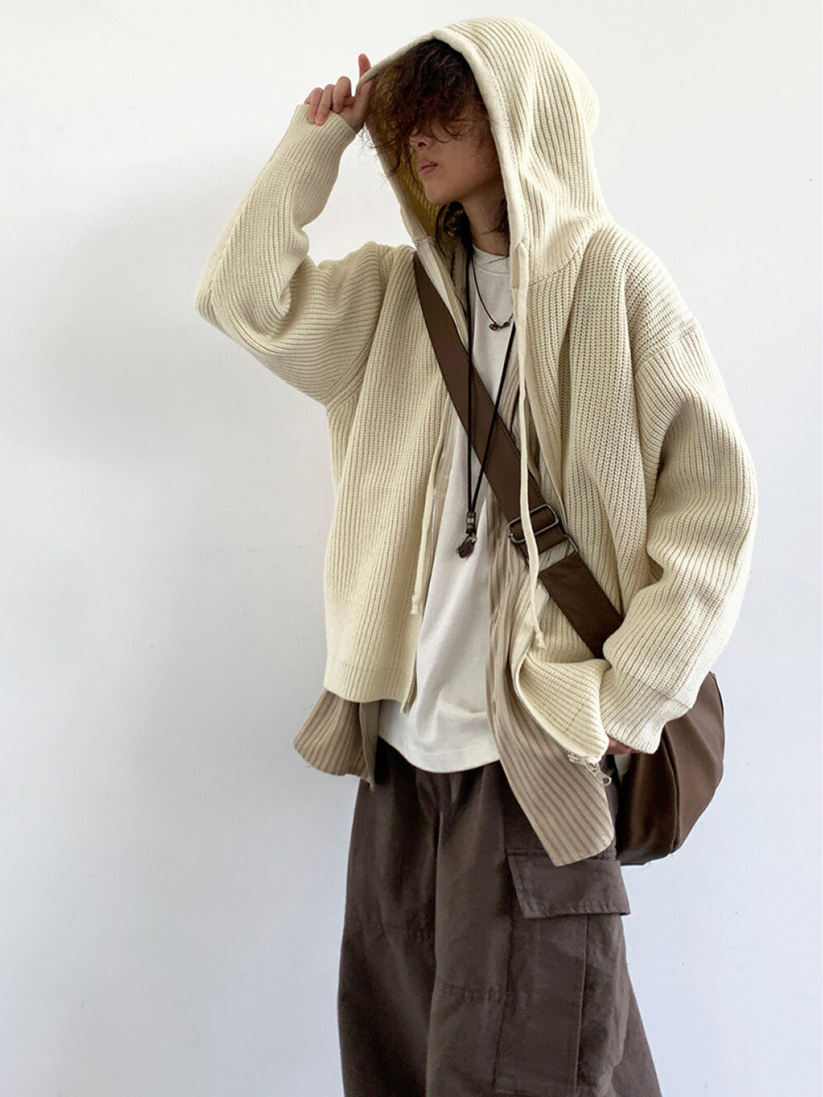 MV Retro Hooded Versatile Knitted Cardigan Jacket
