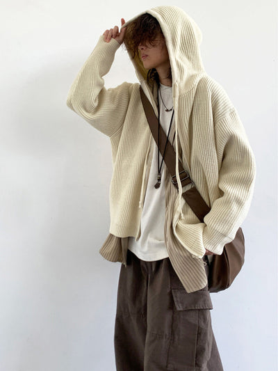 MV Retro Hooded Versatile Knitted Cardigan Jacket
