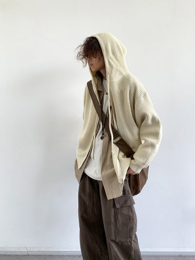 MV Retro Hooded Versatile Knitted Cardigan Jacket