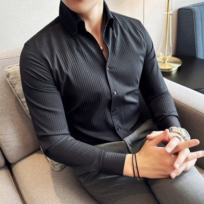 MV Non-Wrinkle Athletic Collar Striped Shirt