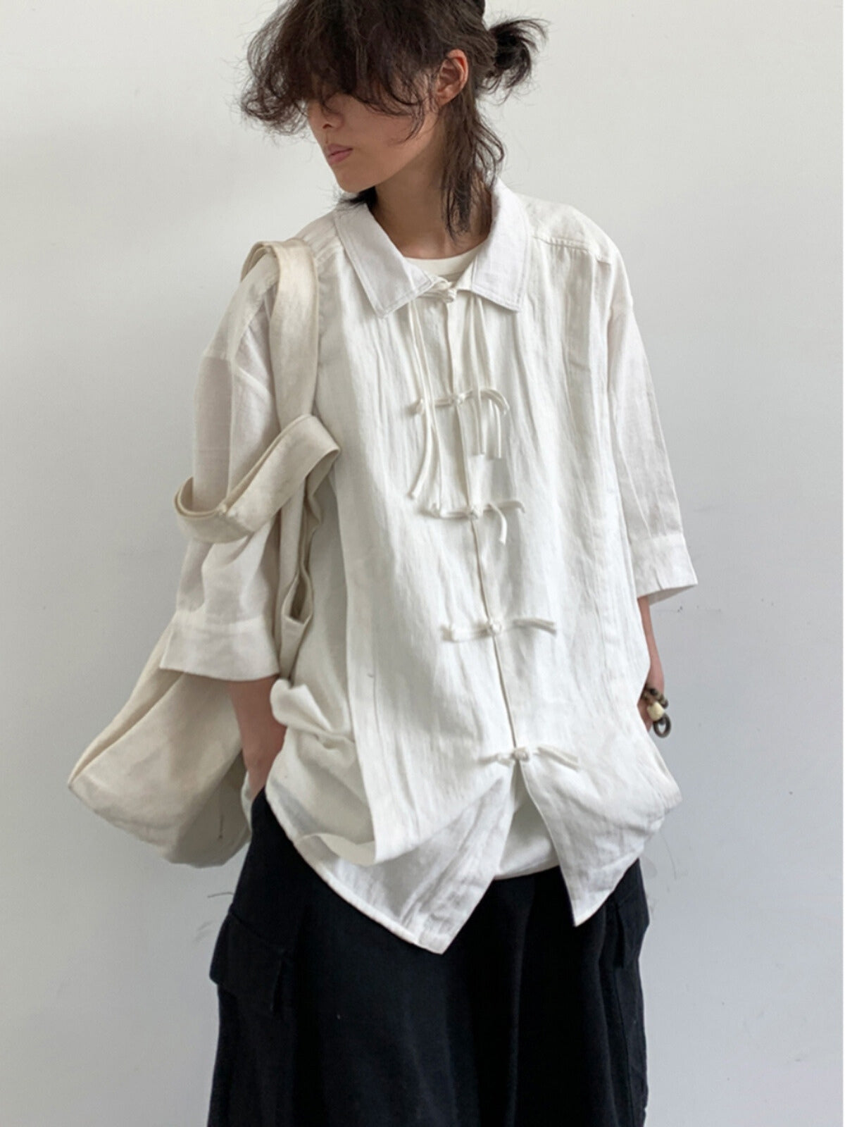 MV Retro Loose Buttoned Linen Shirt