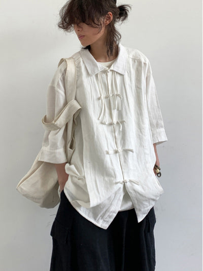 MV Retro Loose Buttoned Linen Shirt