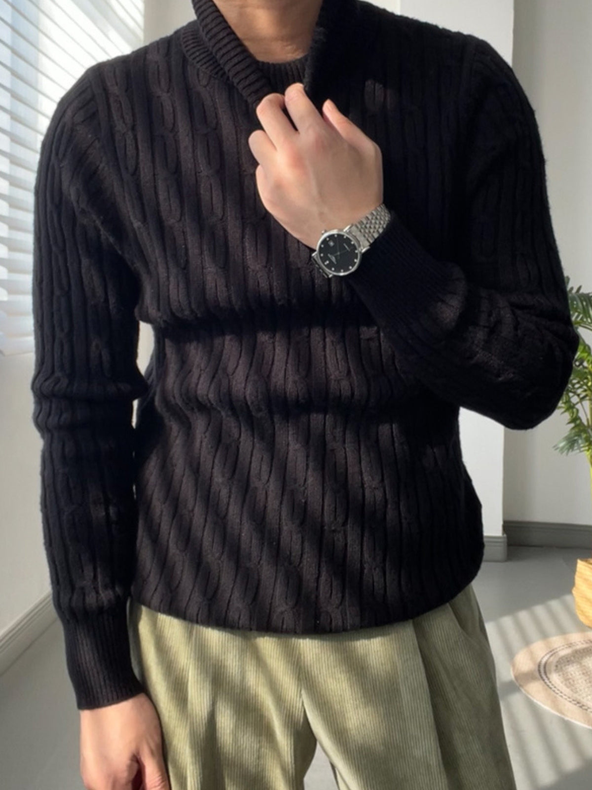MV High Collar Casual Wool Sweater