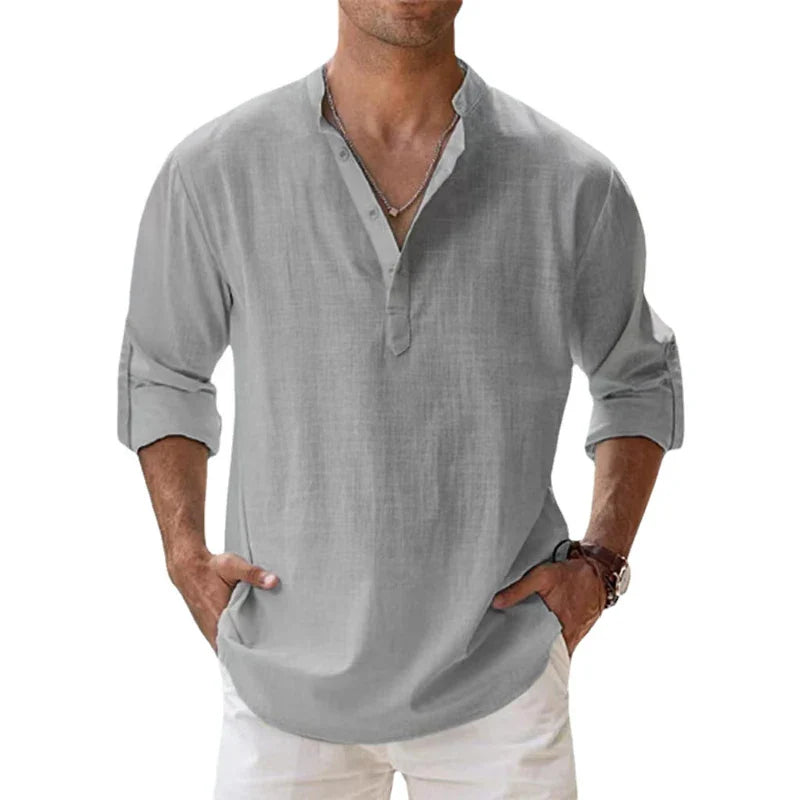 CasualDrift Linen Henley