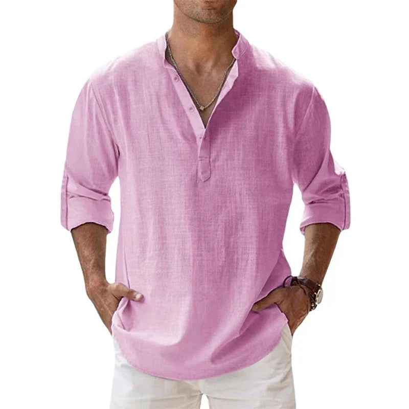 CasualDrift Linen Henley