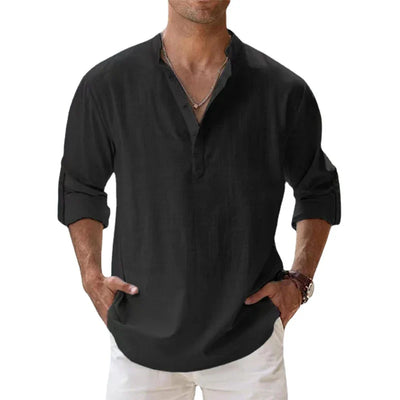 CasualDrift Linen Henley