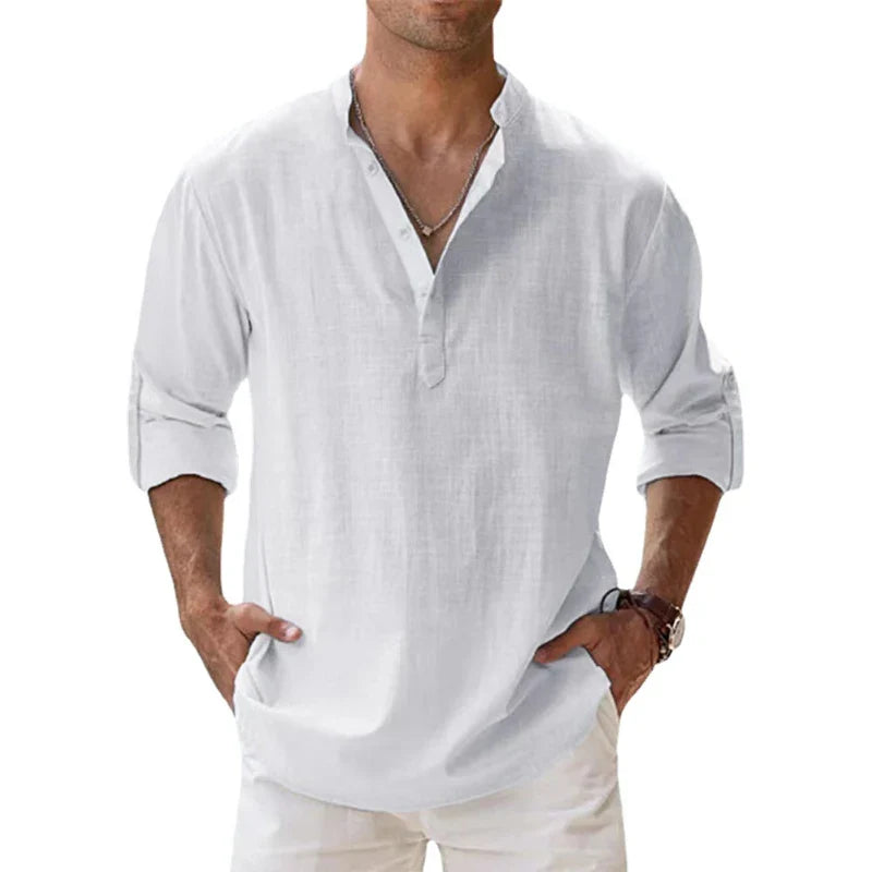 CasualDrift Linen Henley