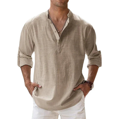 CasualDrift Linen Henley