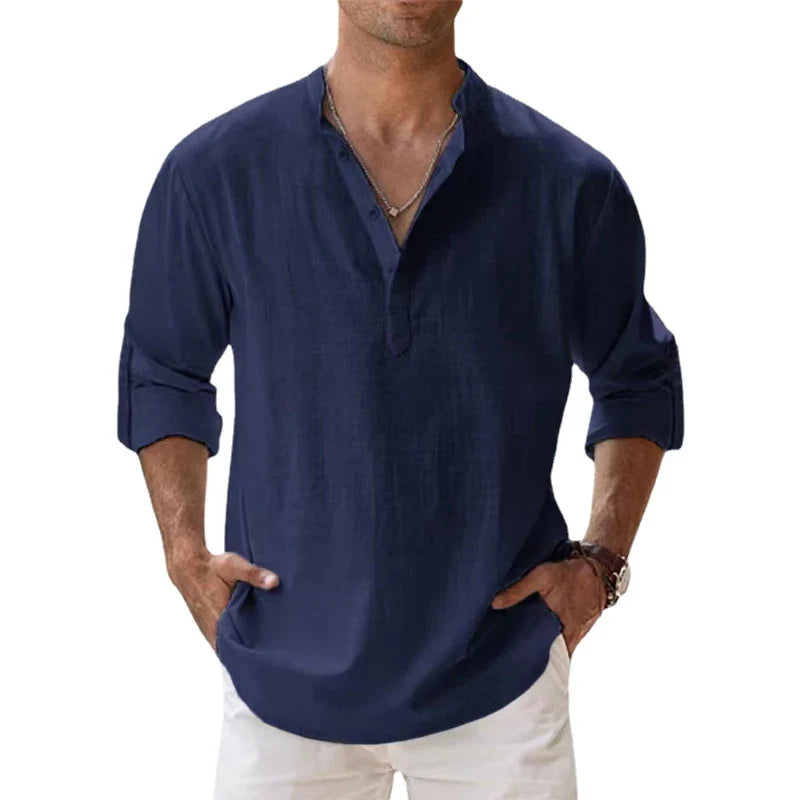 CasualDrift Linen Henley