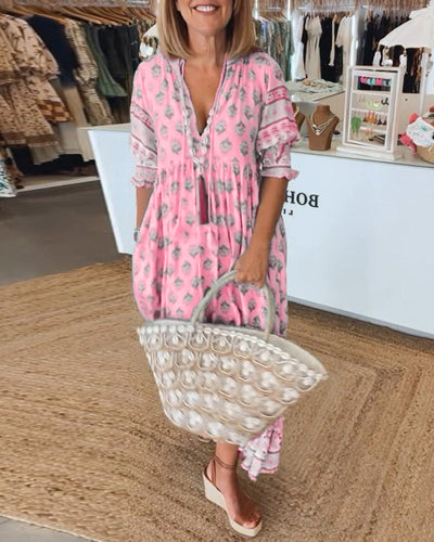 Peyton – Long Lantern Sleeve Bohemian Dress